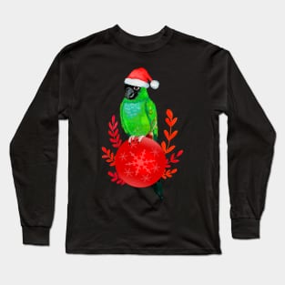 Santa Hat Christmas Budgerigar for Bird Lover Long Sleeve T-Shirt